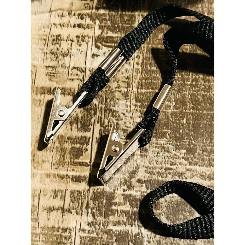3/8'' Black Flat Opened-ended Lanyard w/ Two Bulldog Clips - 76 per pack